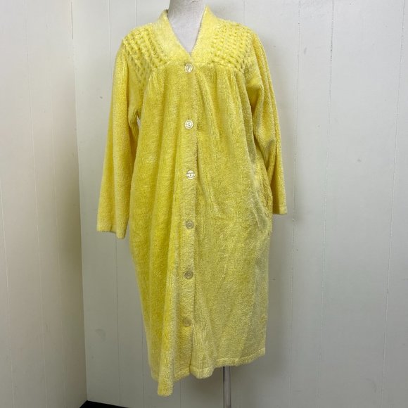 Intimate Appeal Yellow Chenille Button Front Robe - Picture 2 of 9